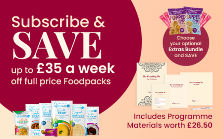 TotalFast VLCD weight-loss subscription built around Foodpacks and mentoring support, including programme materials. (Free delivery)