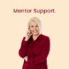 Lady talking on the phone, 'Mentor Support' title.