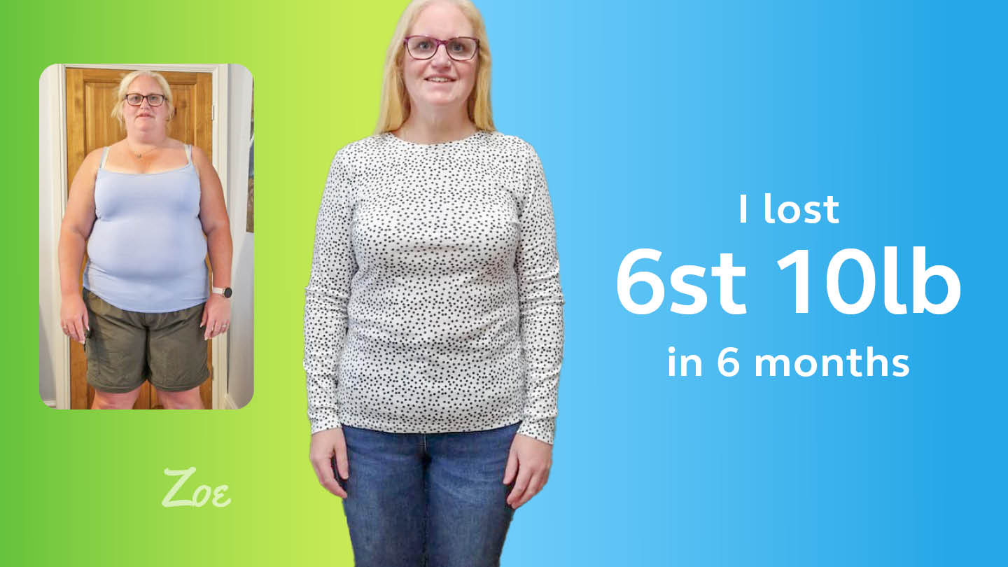 Zoe has lost an incredible 6st 10lbs in 6 months on our TotalFast Plan after yo-yo dieting for years!