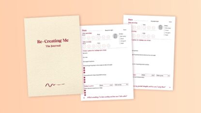Photo of LighterLife Journal front ocver and an open page of inside the journal