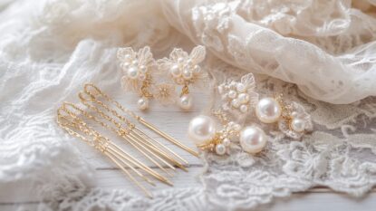 Image of a veil and wedding hair pins