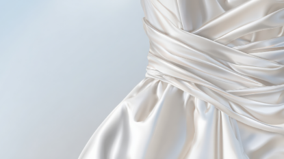 Satin white wedding dress