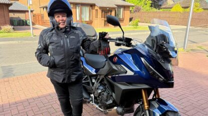 Geraldine in her bike gear